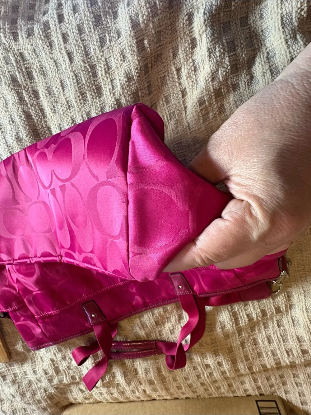 Coach Fuchsia Signature Tote with Adjustable Crossbody Strap